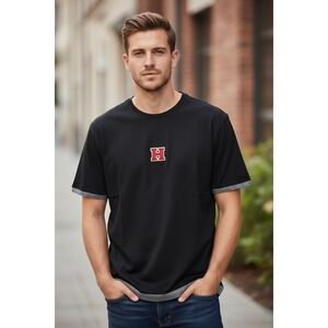 Vintage Tommy Hilfiger Blue T-Shirt Men's Large H Logo Embroidered Y2K